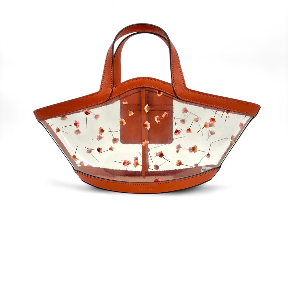 Cult Gaia Mini Yara Tote Bag‎ | Leather Trim, Transparent w/ Pressed Flowers - Picture 8 of 11